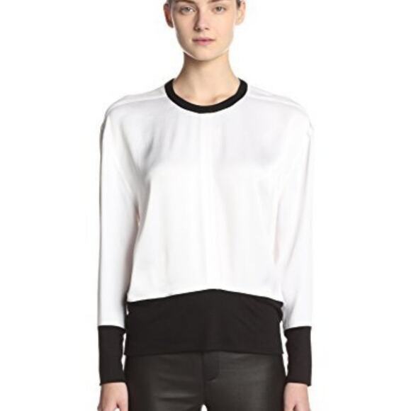 Helmut Lang Zipper Back Black and White Colorblock Blouse Top Size P/XS - Picture 1 of 7